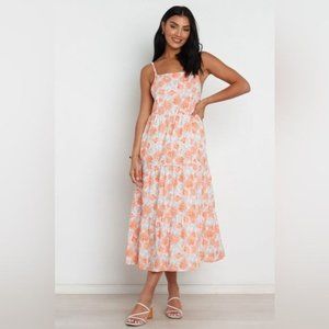 Petal & Pup Orange Floral Midi Dress